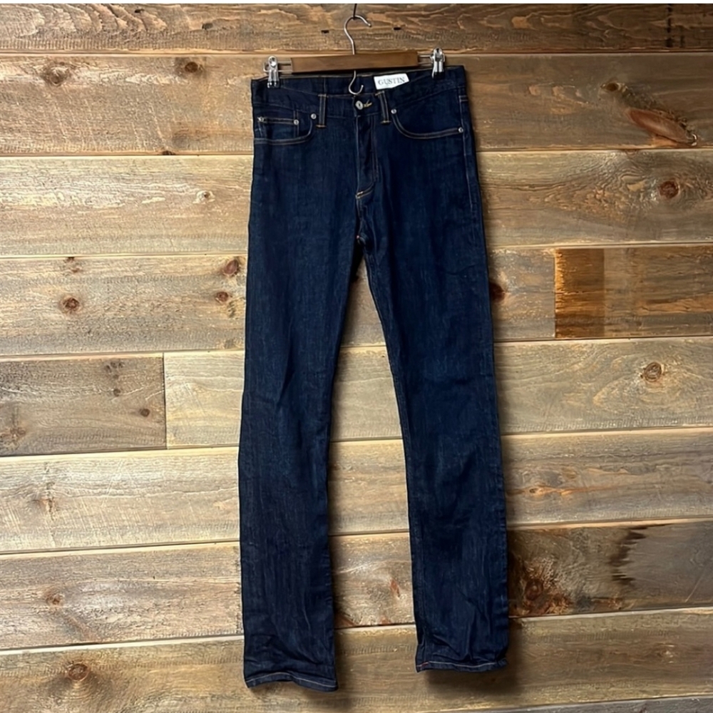 Gustin Mens Straight Raw Jeans 116699 Buttom Fly Dark Wash 31
